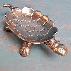 Vintage Brass Turtle Trinket Dish Mid Century Modern Animal Figurine Gold